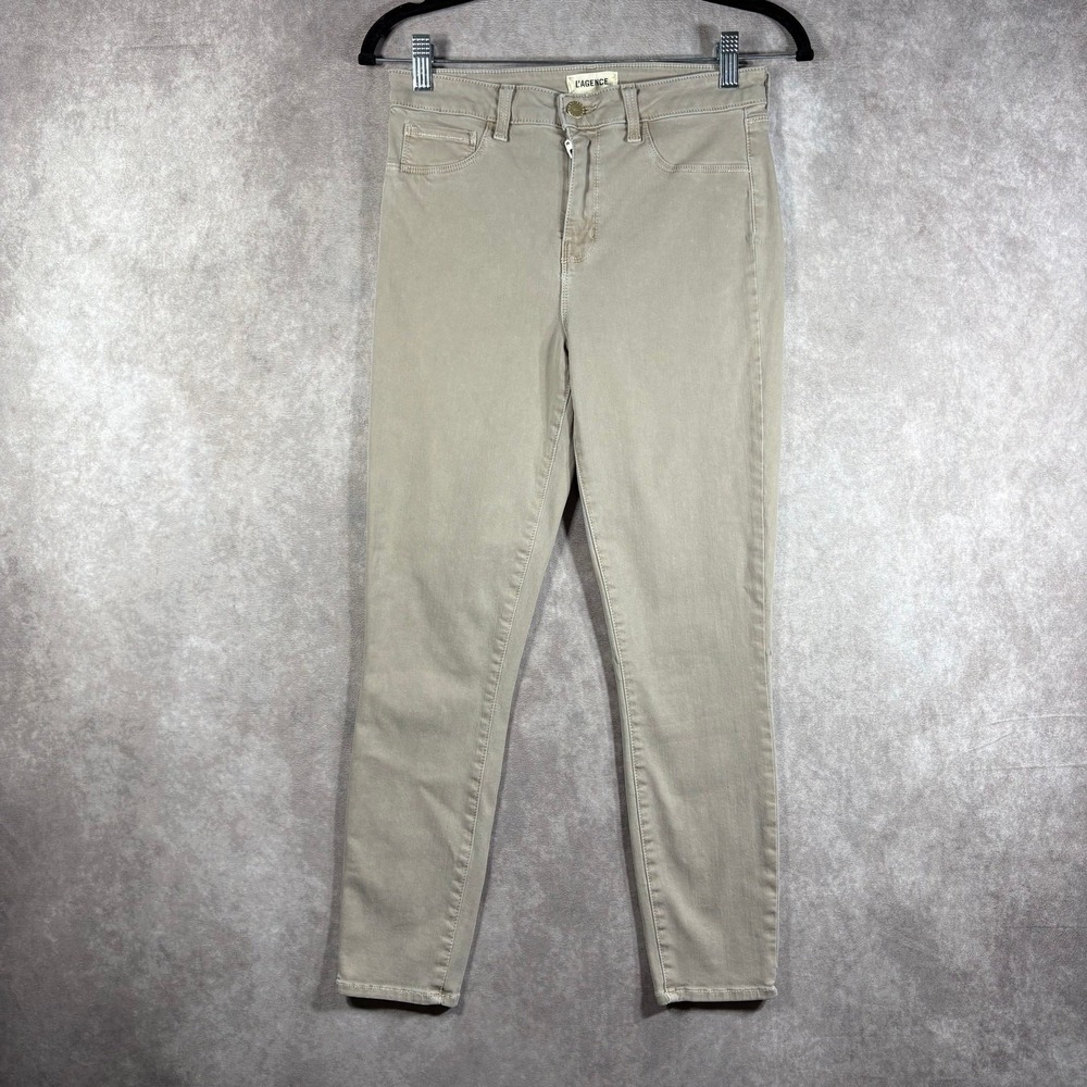 L'Agence Margot Jeans Womens 29 Biscuit Beige Skinny High Rise Pockets Stretch